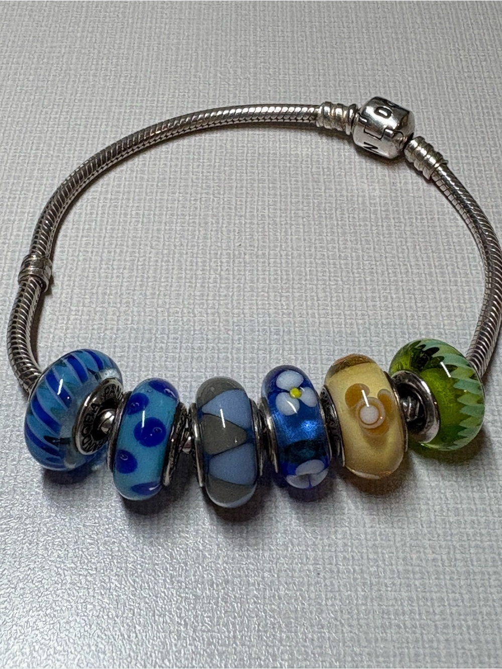 Pandora Sterling Silver Station Bracelet with 6 Beads